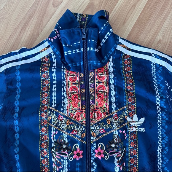 Adidas Blue Gold Paisley Floral All Over Print Track Jacket - L - Picture 3 of 5